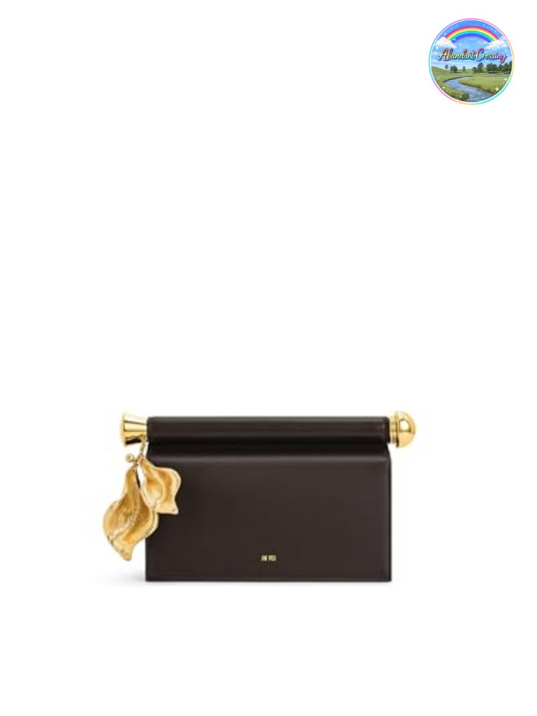 Vegan Leather Embellished Clutch With Metal Pendant - Handheld Evening Bag